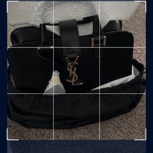 Yves Saint Laurent (YSL) Monogram Cabas CrossTophandle Purse. Smooth calf skin